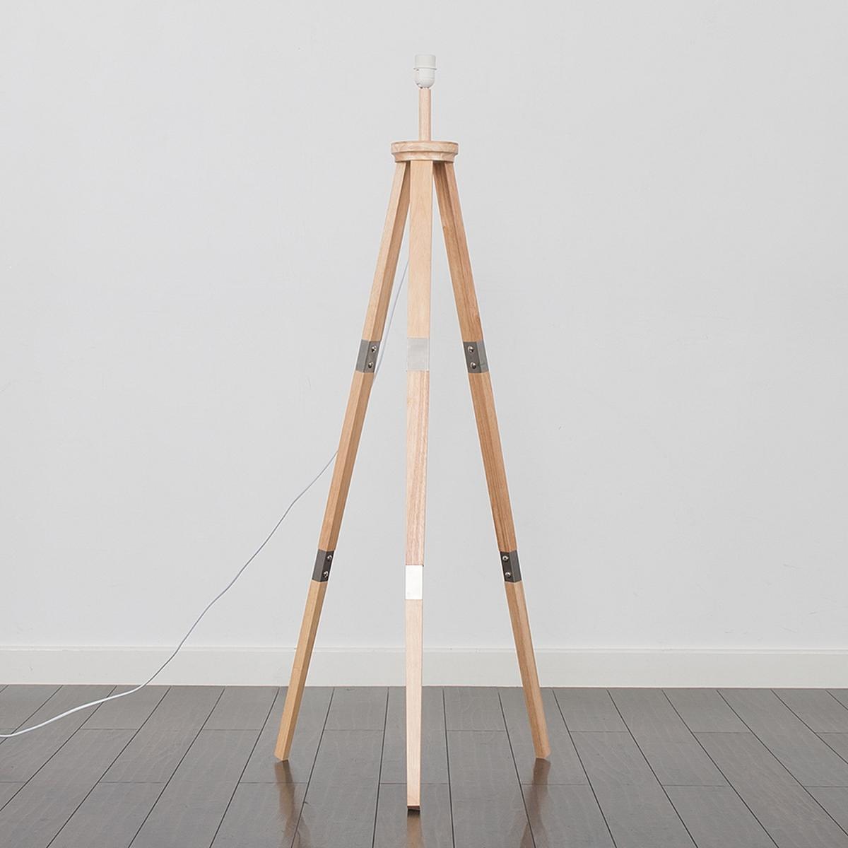 Large Modern Light Wood And Metal Tripod Design Floor Lamp Base - Brown – image 4