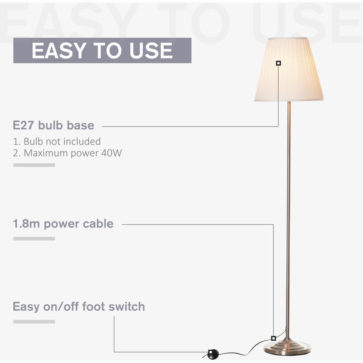 Modern Floor Lamp with Metal Base - Pale / 36cm – image 6