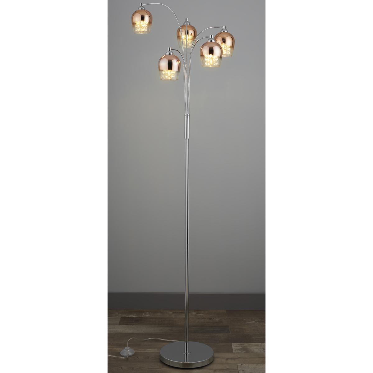 5 Light Ombre Copper Jewel Floor Lamp – image 3