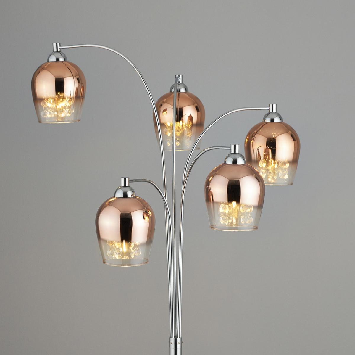5 Light Ombre Copper Jewel Floor Lamp – image 4