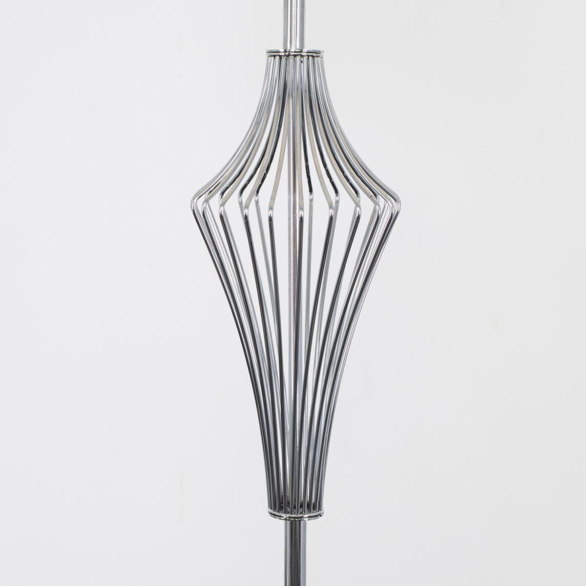 Polished Chrome Metal Wire Geometric Diamond Design Floor Lamp With Grey Shade - Silver – image 4