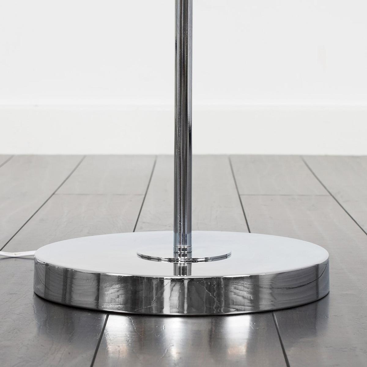 Polished Chrome Metal Wire Geometric Diamond Design Floor Lamp With Grey Shade - Silver – image 5