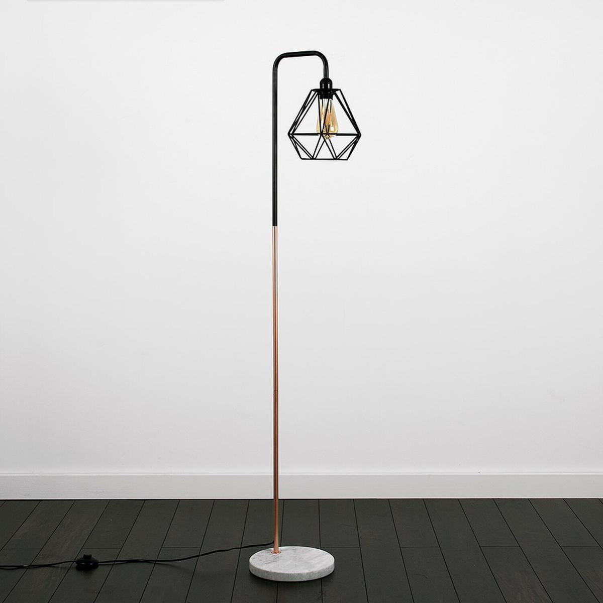 Talisman Copper Floor Lamp With Marble Base And Black Metal Cage Shade - Copper – image 3
