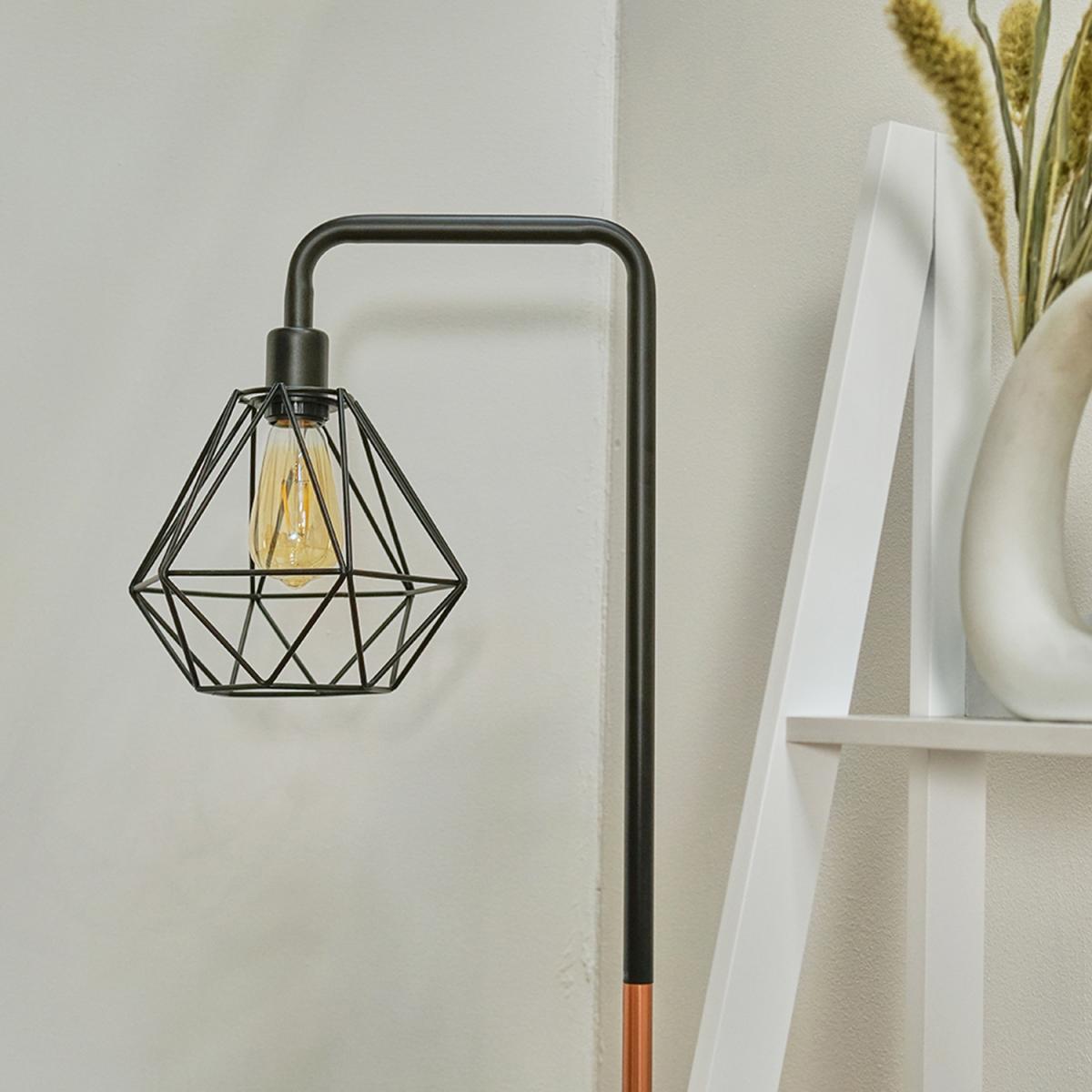Talisman Copper Floor Lamp With Marble Base And Black Metal Cage Shade - Copper – image 5