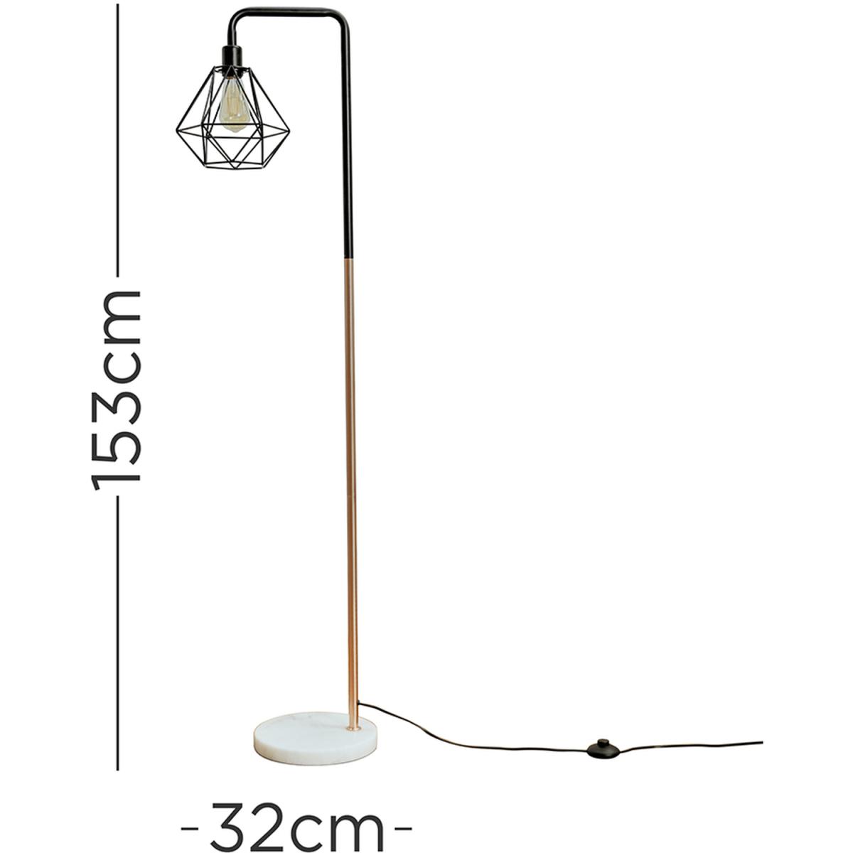 Talisman Copper Floor Lamp With Marble Base And Black Metal Cage Shade - Copper – image 8