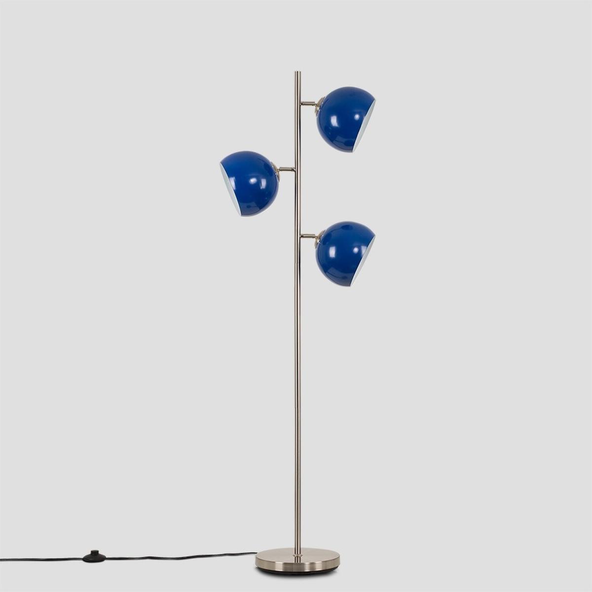 Elliott Silver Floor Lamp With 3 Mini Blue Shades - Silver – image 3