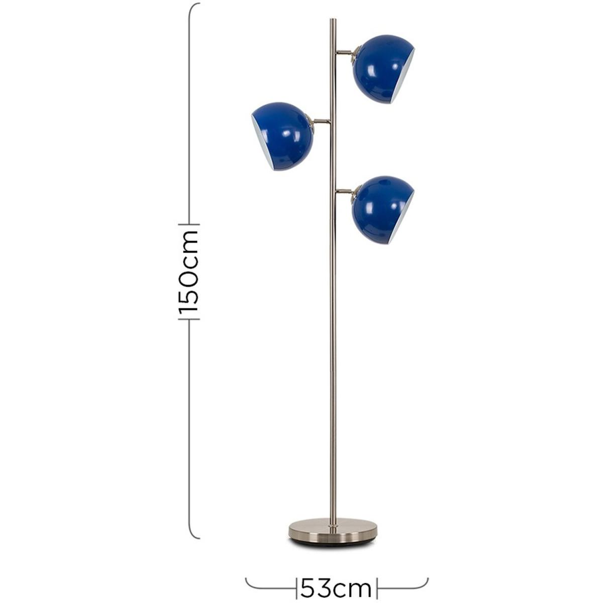 Elliott Silver Floor Lamp With 3 Mini Blue Shades - Silver – image 4