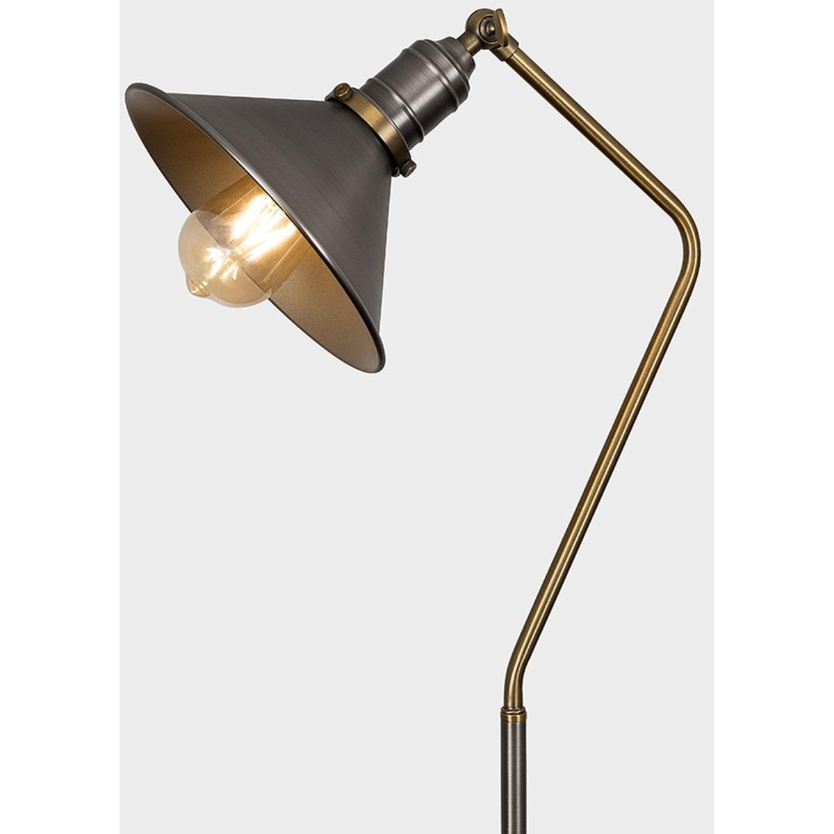Retro Style Aged Nickel And Gold Metal Adjustable Reading Craft Floor Lamp - Silver – image 4