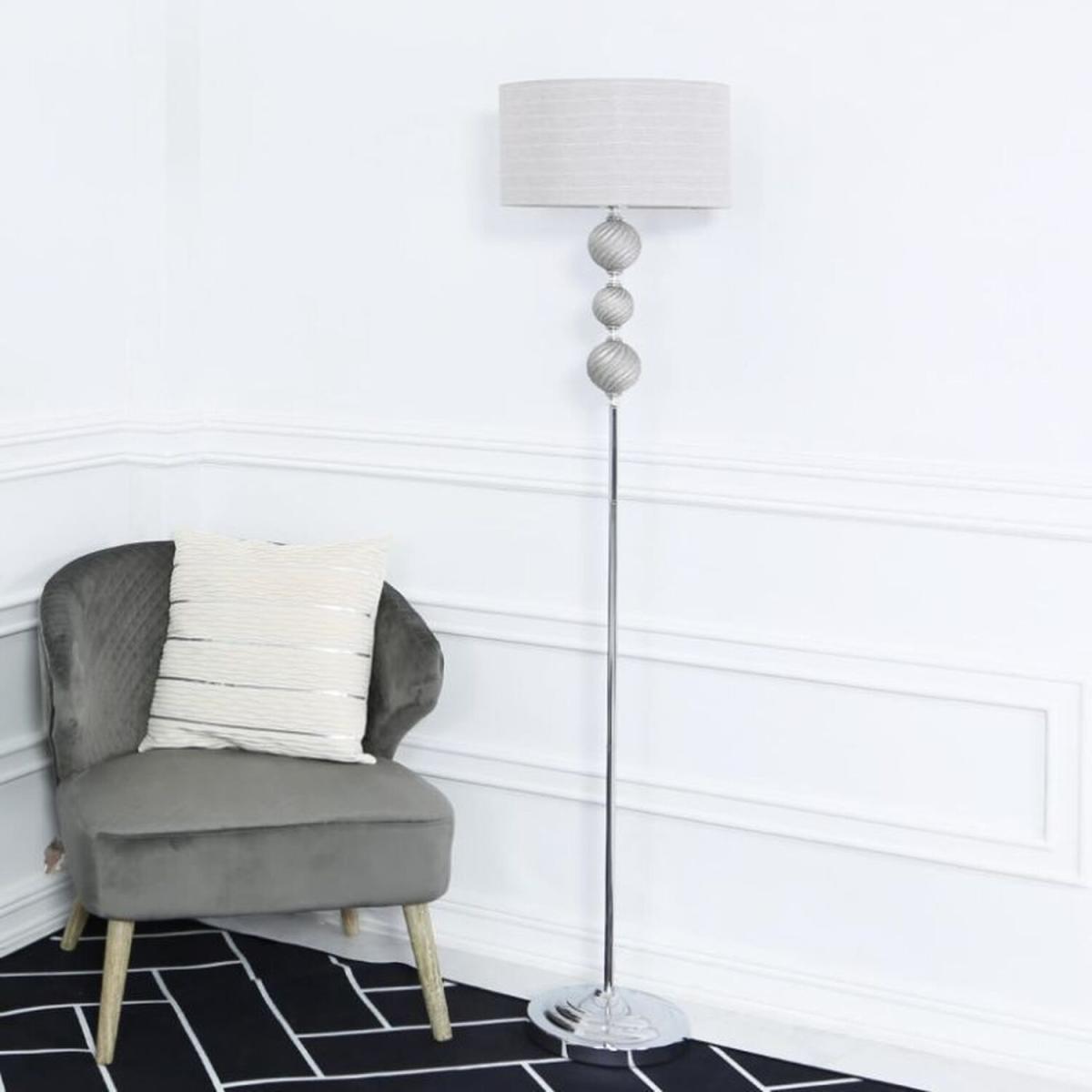 Three Ceramic Ball Floor Lamp With Silver Shade - Silver – image 3