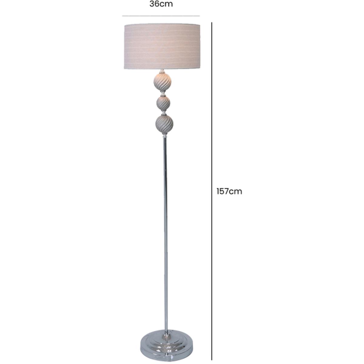Three Ceramic Ball Floor Lamp With Silver Shade - Silver – image 4
