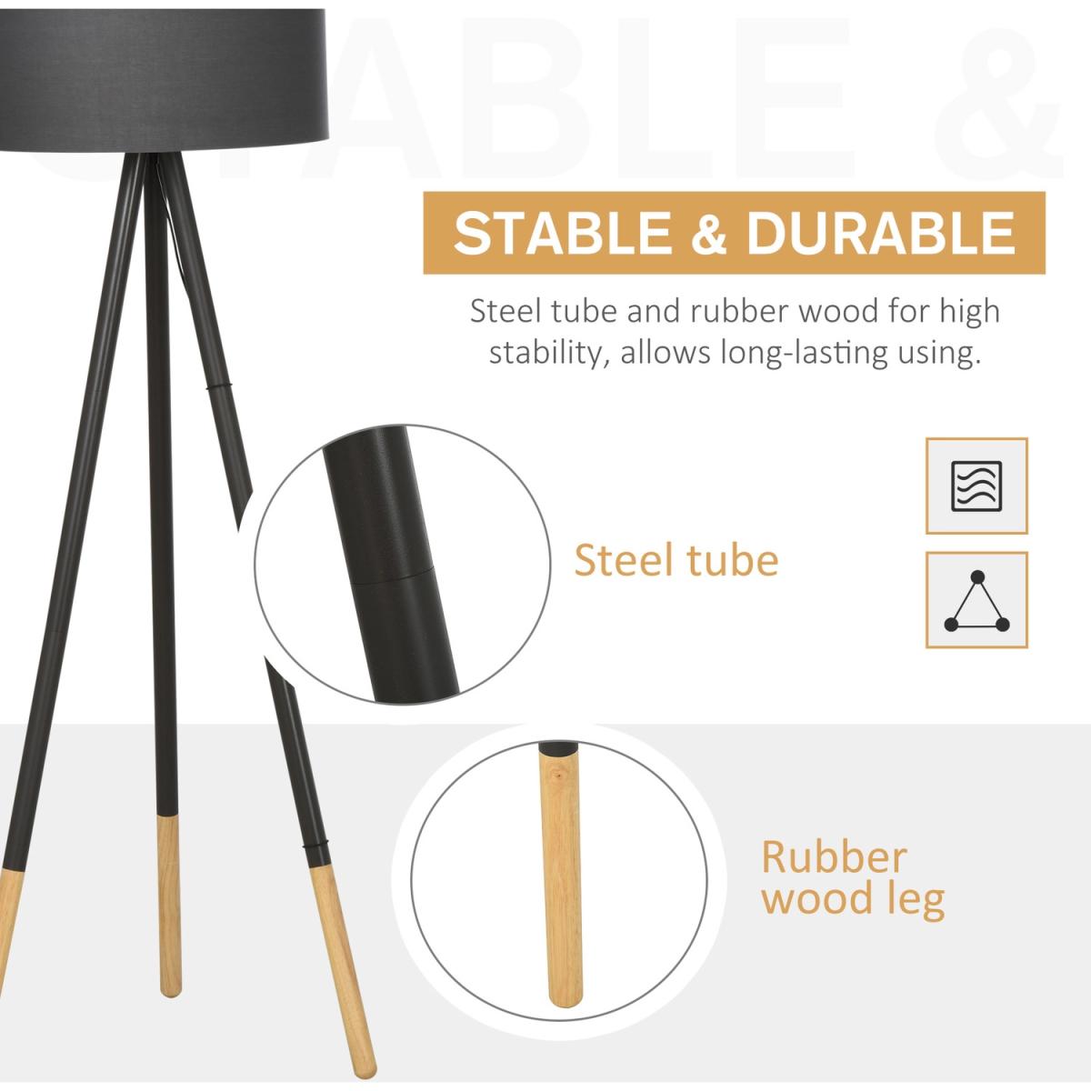 Stylish Steel Tripod Floor Lamp - Grey – image 6
