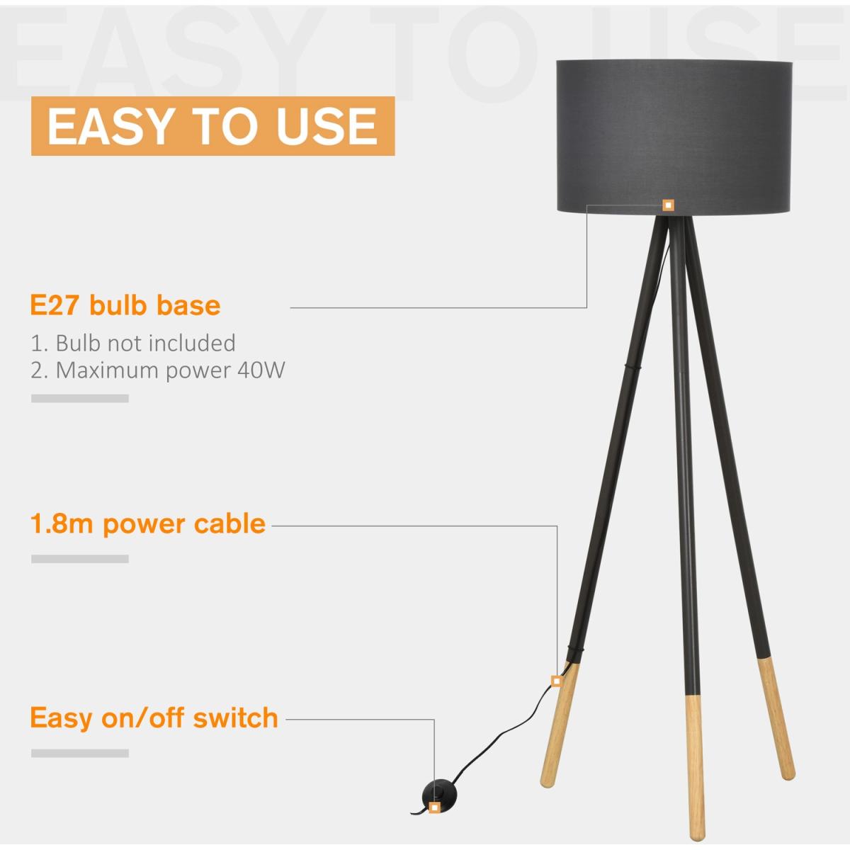 Stylish Steel Tripod Floor Lamp - Grey – image 8