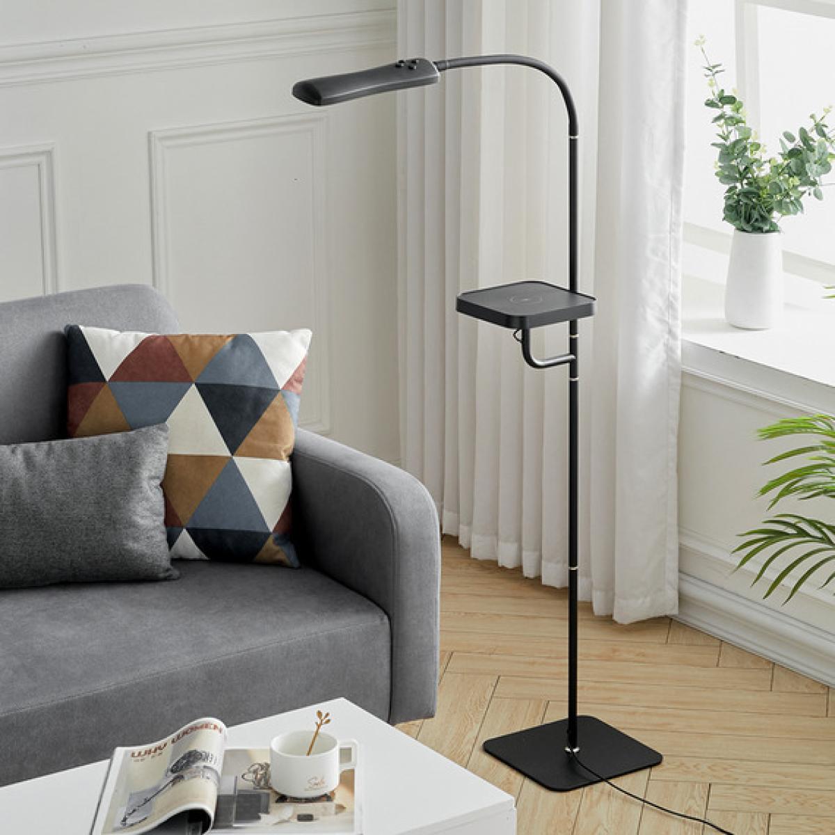 Smart LED Dimmable Floor lamp Remote APP Control With USB Wireless Charging - Black
