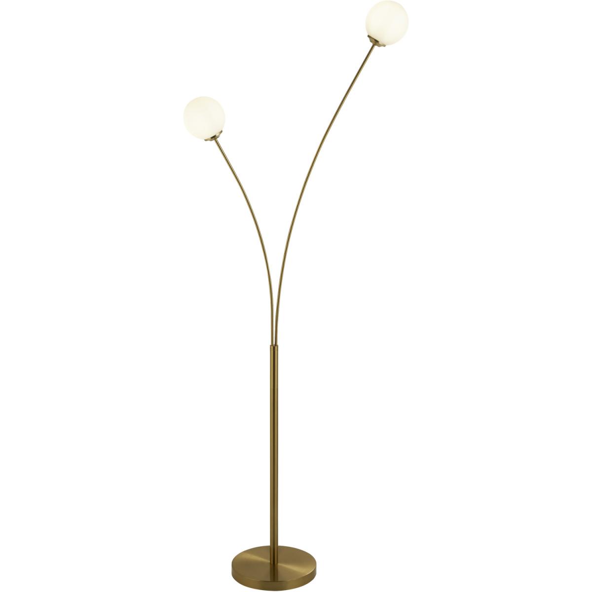 Opal and Brass 2 Light Floor Lamp - Gold – image 2