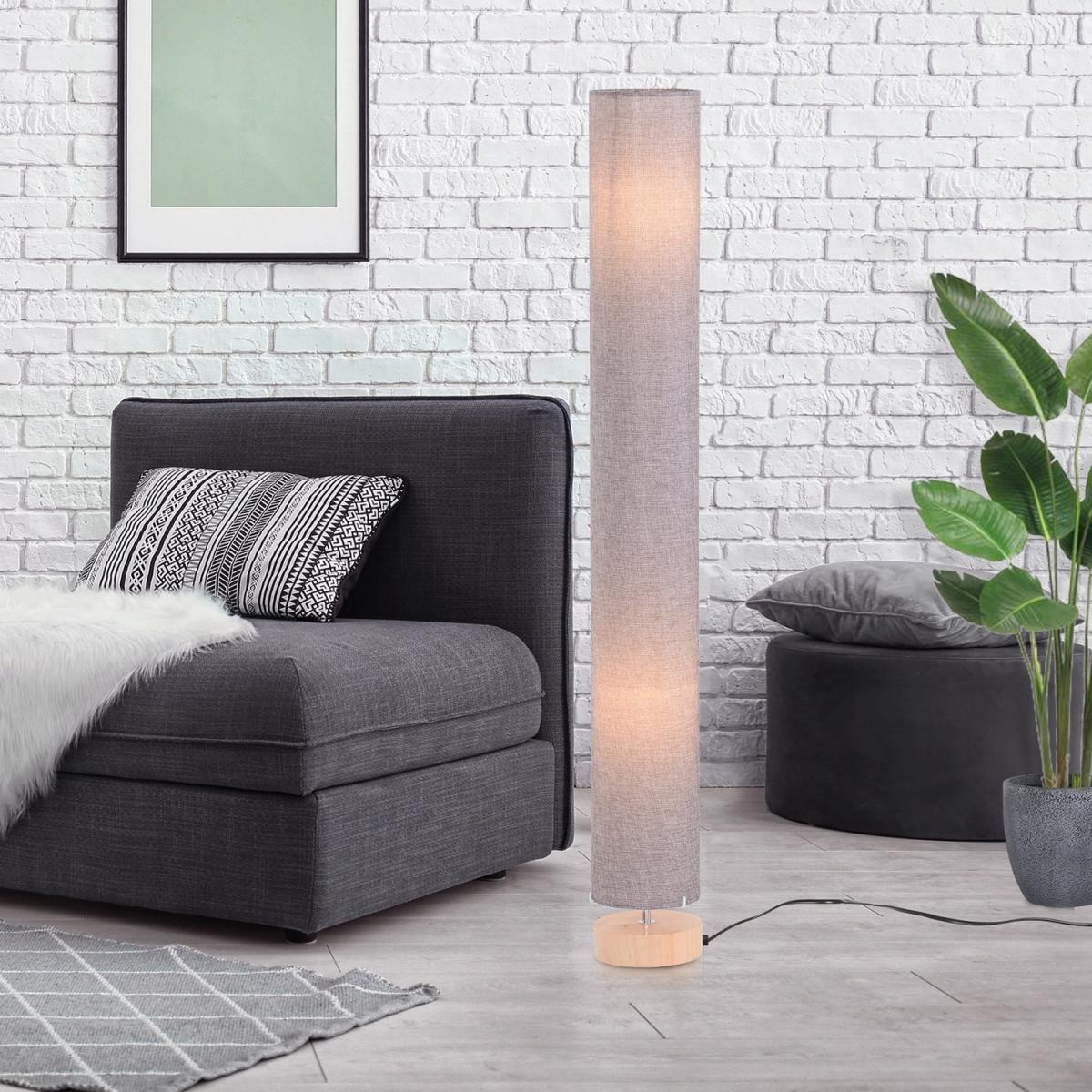 47-Inch Modern Wooden Floor Lamp - Grey – image 3
