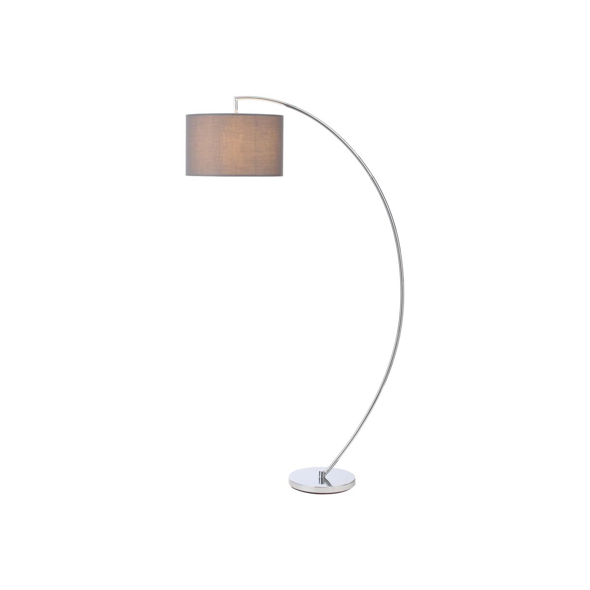 Curtis Arc Floor Lamp with Grey Shade - Chrome – image 1
