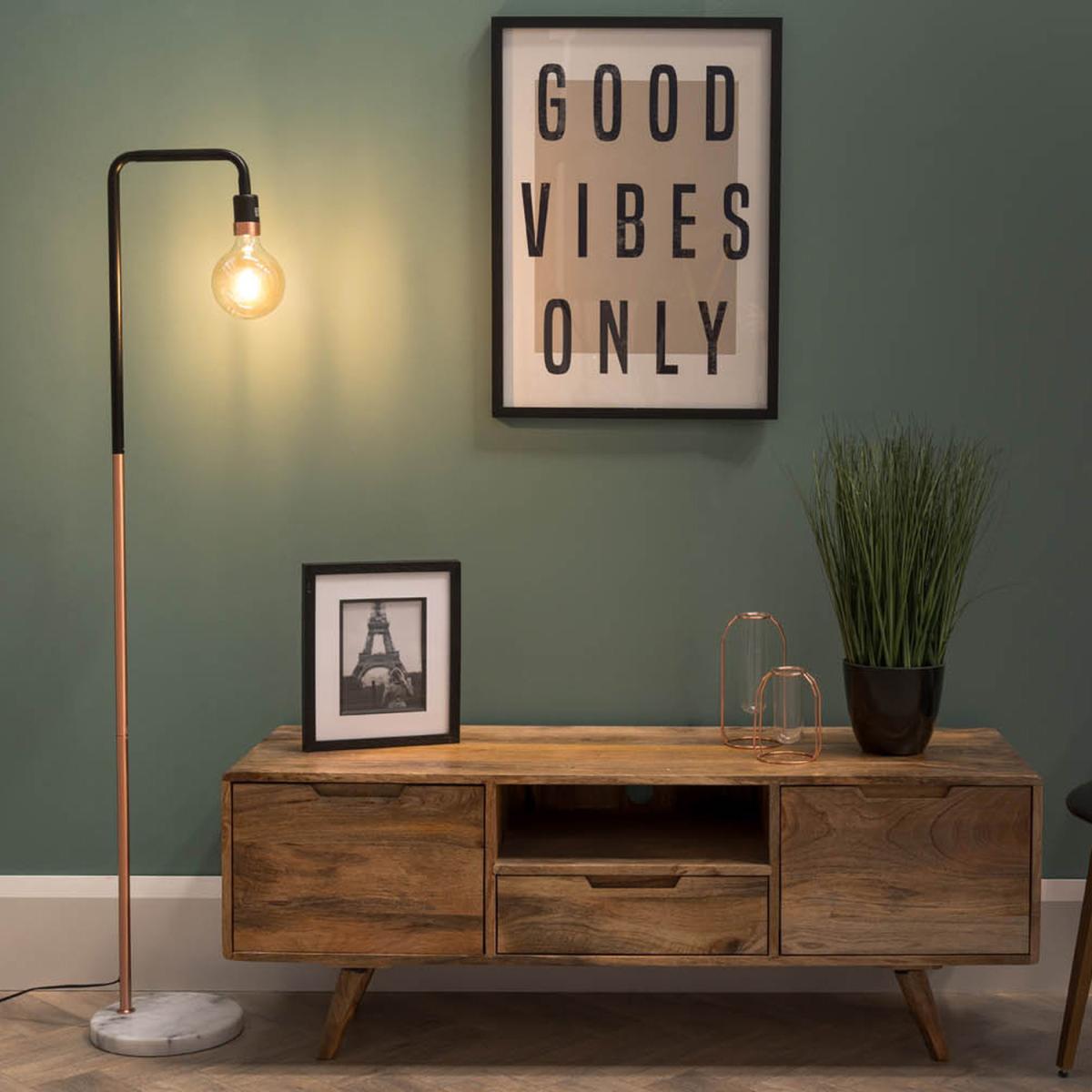 Industrial Black And Copper Metal Floor Lamp With White Marble Base - Copper – image 4