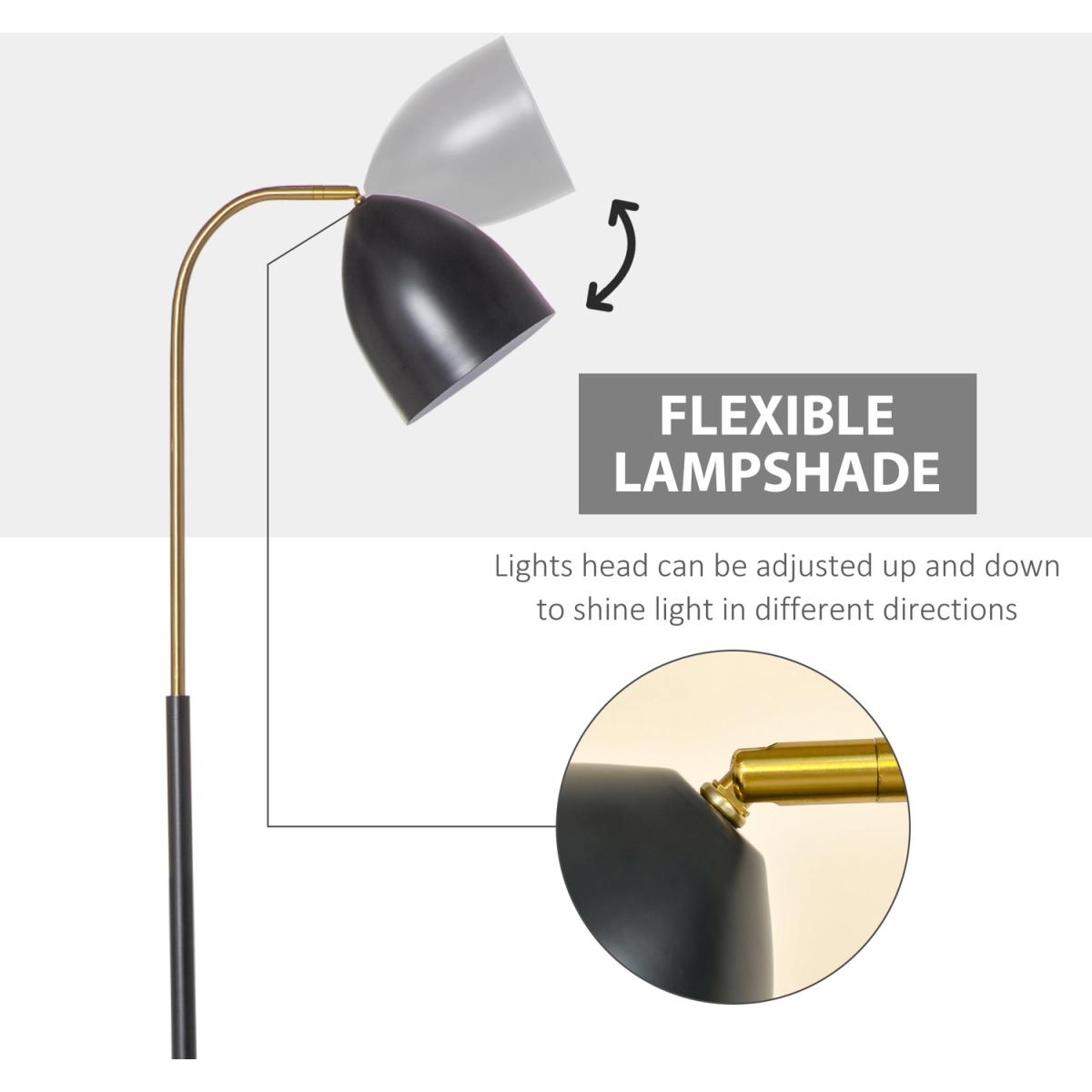 Arc Floor Lamp Sofa Side Standing Reading Light - Gold Tone – image 6