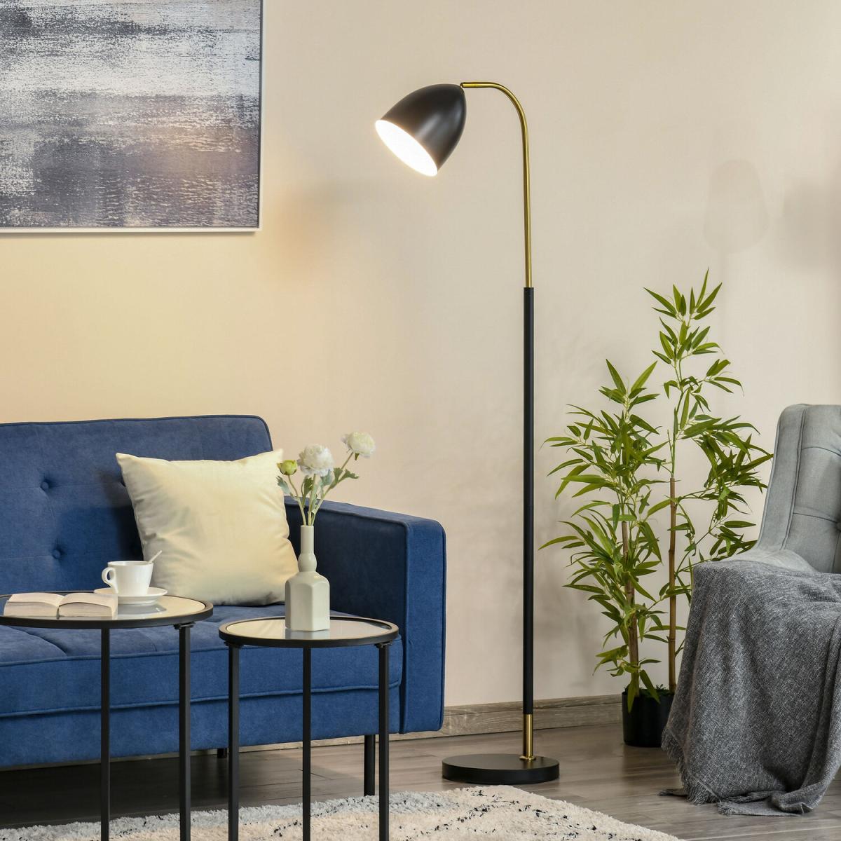 Arc Floor Lamp Sofa Side Standing Reading Light - Gold Tone – image 8