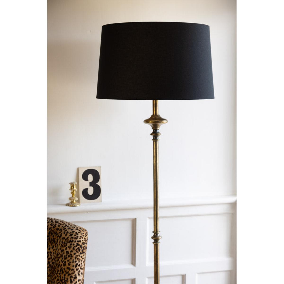 Retro Base Floor Lamp With Black Linen Shade – image 2