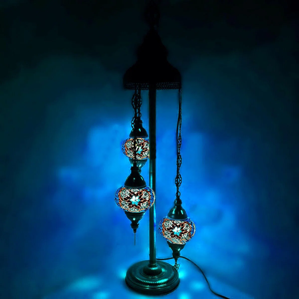 Turkish Moroccan Floor Lamp Glass Mosaic Handmade UK Seller ( Style - 16) - Blue – image 1
