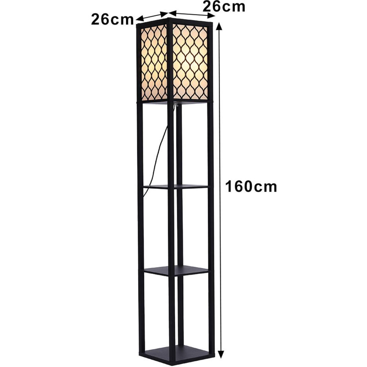 3 Tier Storage Shelf Wood Modern Floor Lamp - Black / Linen Wood / 26cm – image 5
