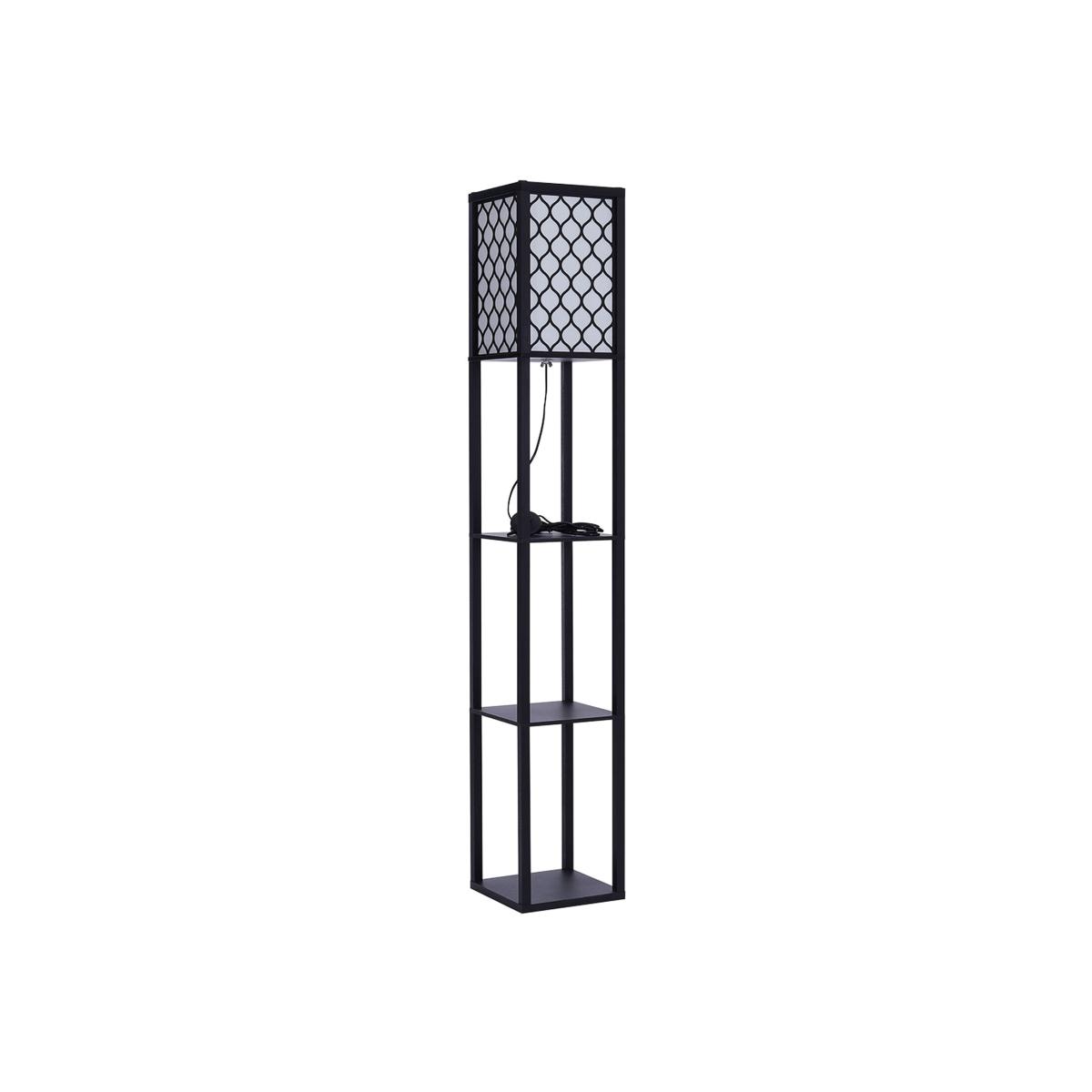 3 Tier Storage Shelf Wood Modern Floor Lamp - Black / Linen Wood / 26cm – image 1