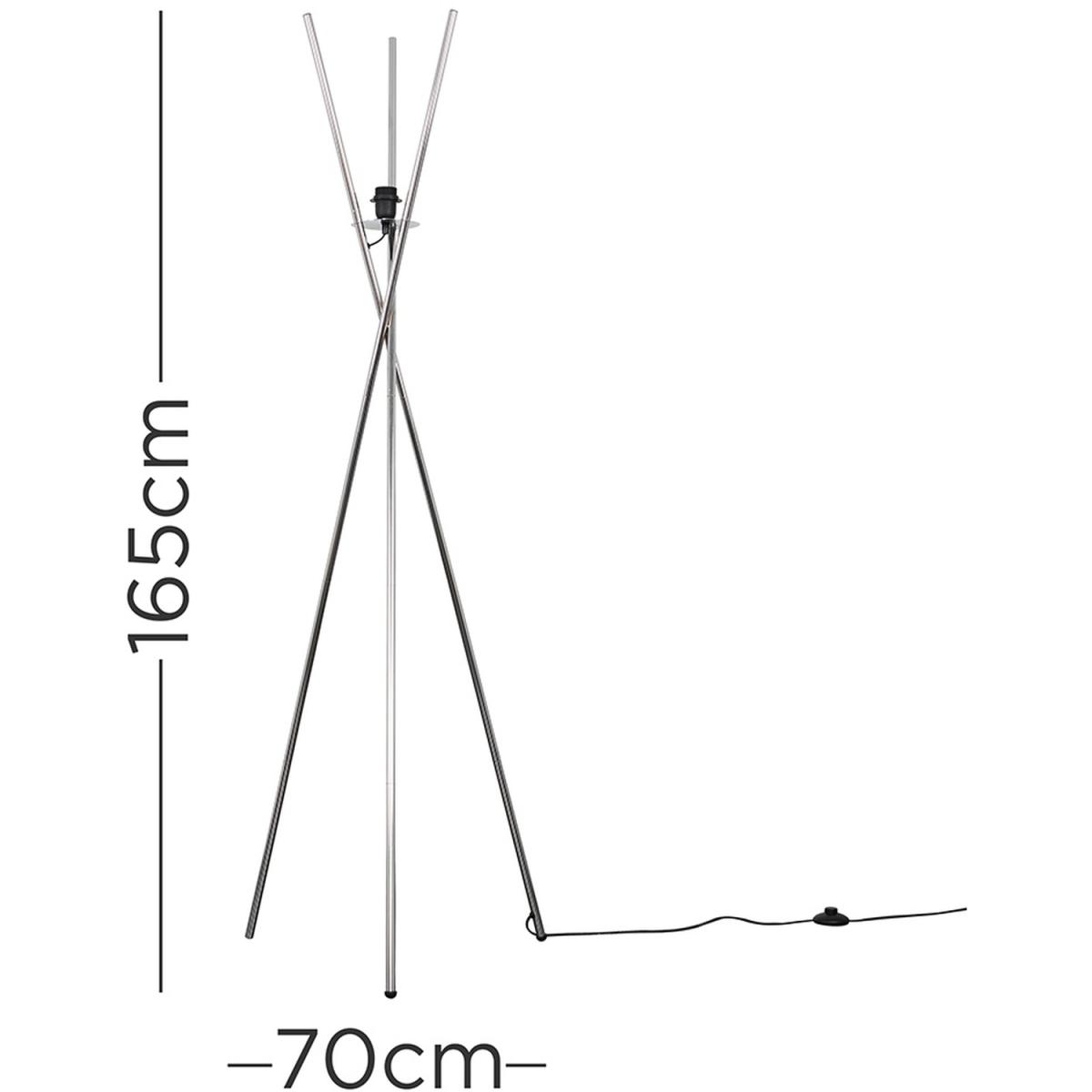 Modern Polished Chrome Metal Crossover Design Tripod Floor Lamp Base - Silver – image 4