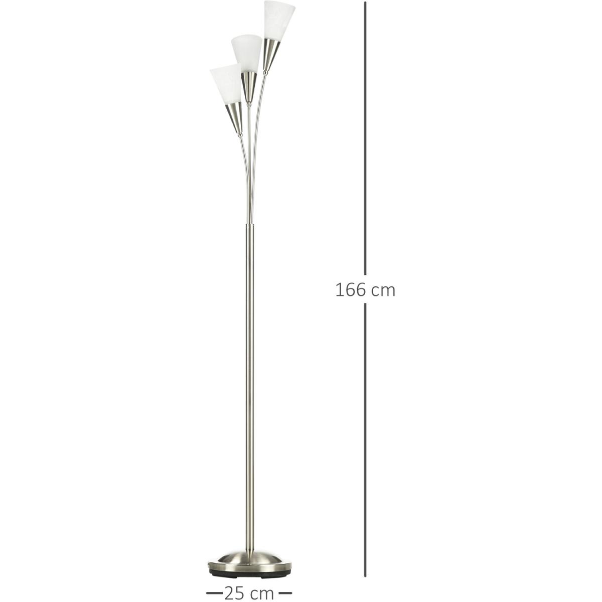 Modern Floor Lamp for Living Room Bedroom, 3 Light Upright Standing Lamp - Brushed Nickel, White – image 6