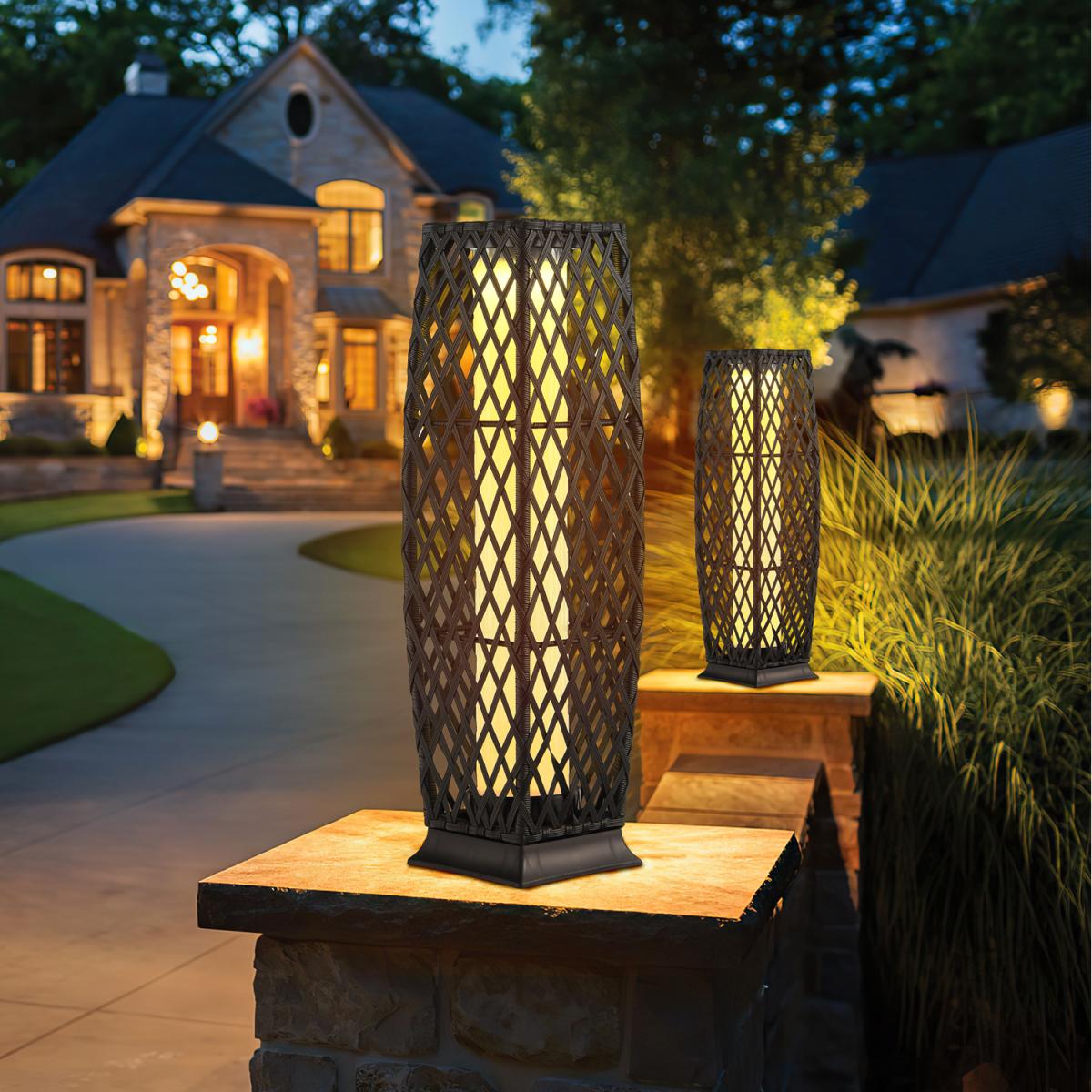 Costway 2-Piece Solar-Powered Floor Lamps Wicker Floor Lamps - Black – image 2
