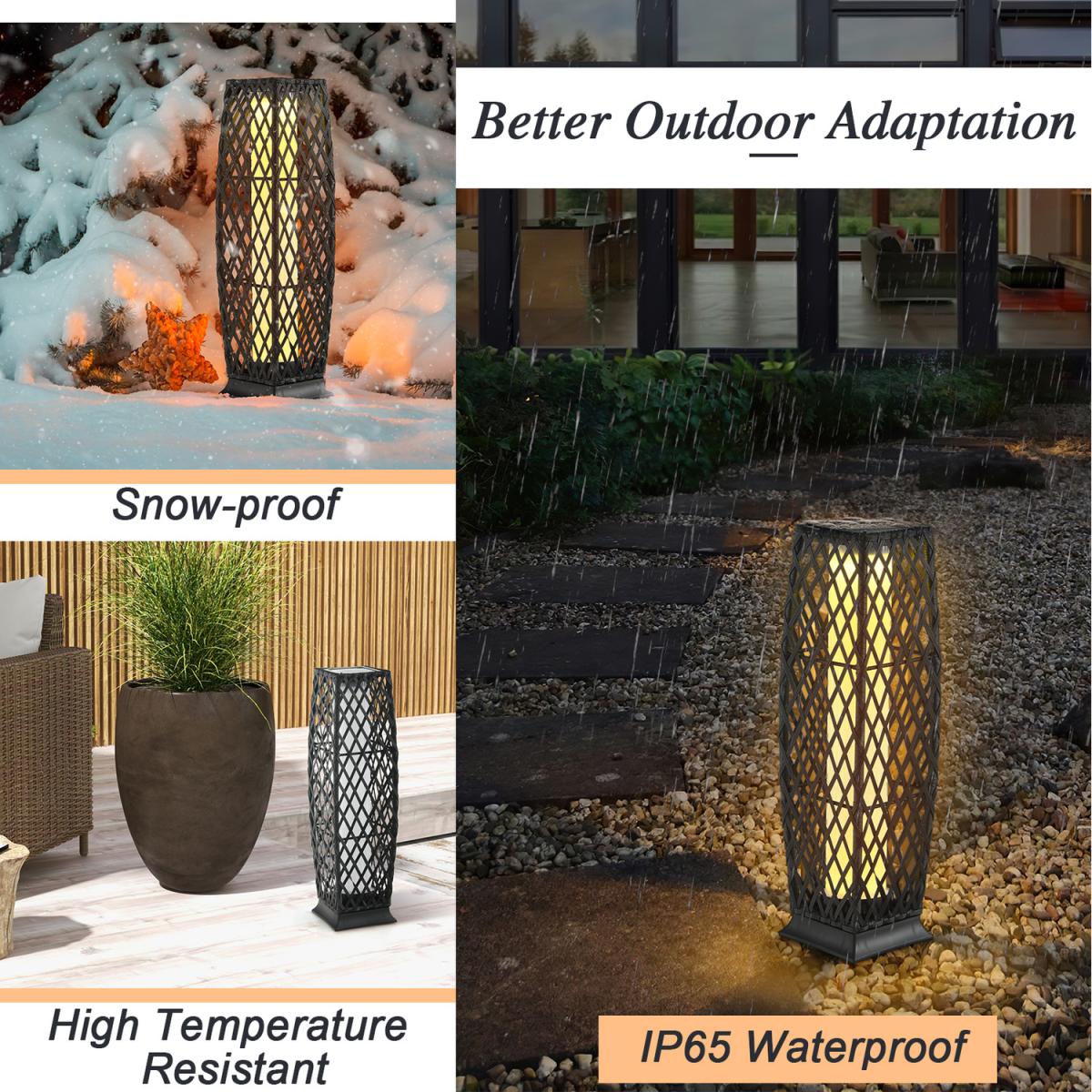 Costway 2-Piece Solar-Powered Floor Lamps Wicker Floor Lamps - Black – image 4