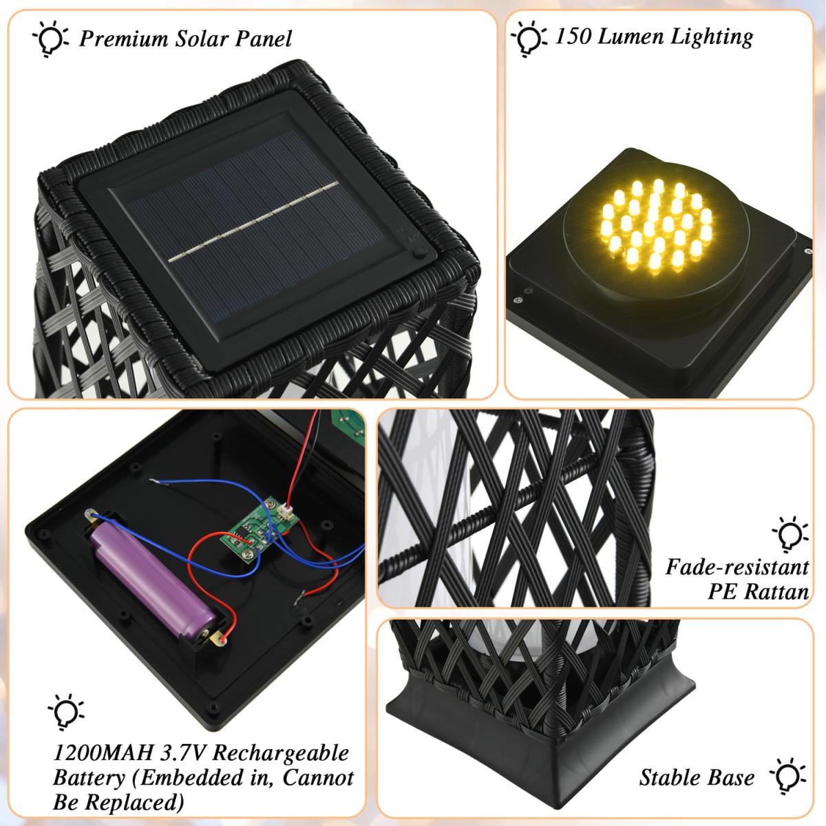 Costway 2-Piece Solar-Powered Floor Lamps Wicker Floor Lamps - Black – image 7