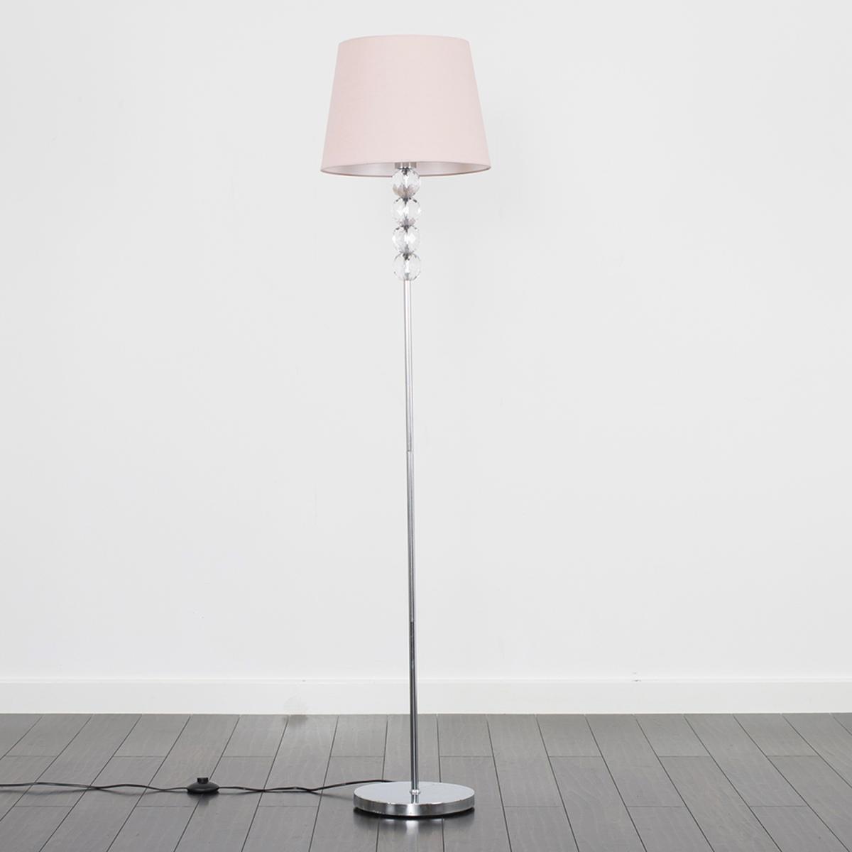 Modern Silver Chrome And Clear Acrylic Ball Floor Lamp With Pink Shade - Silver – image 2