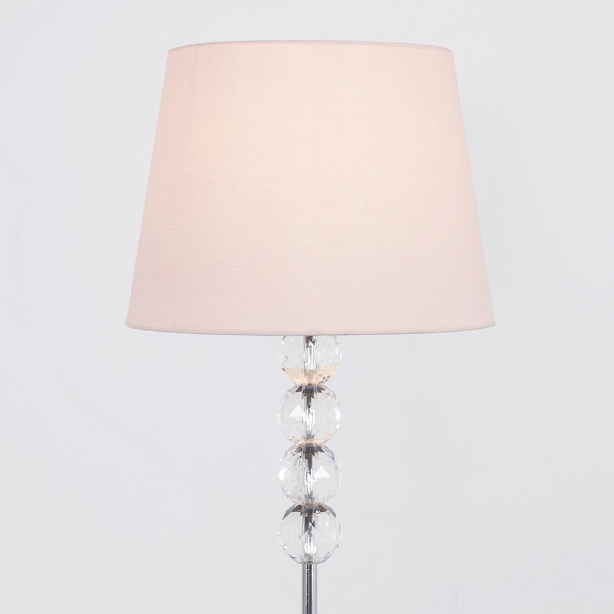 Modern Silver Chrome And Clear Acrylic Ball Floor Lamp With Pink Shade - Silver – image 3