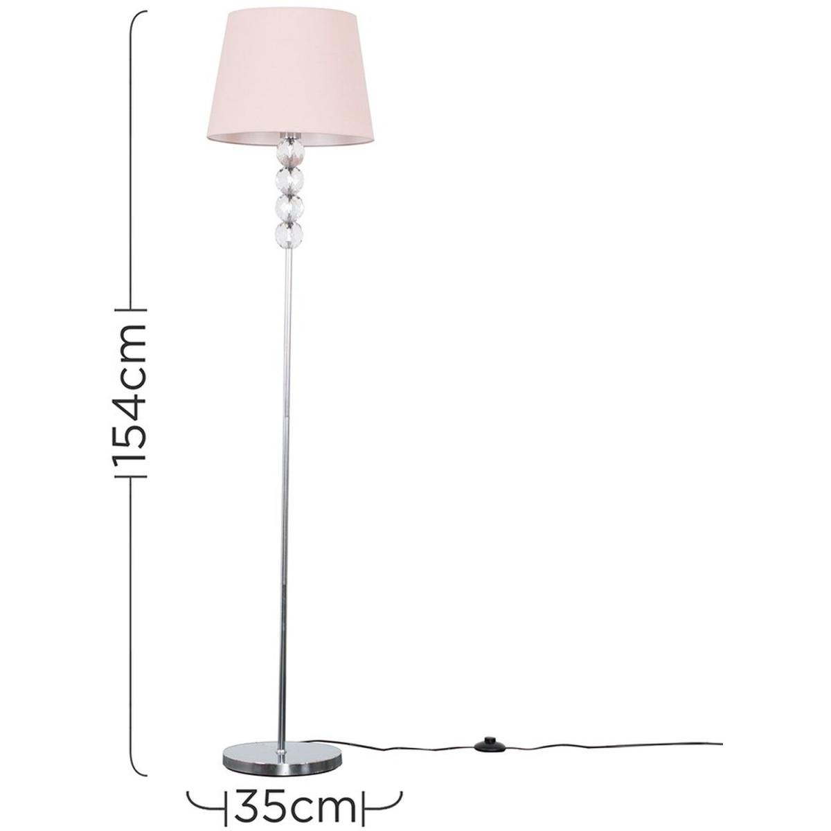 Modern Silver Chrome And Clear Acrylic Ball Floor Lamp With Pink Shade - Silver – image 4