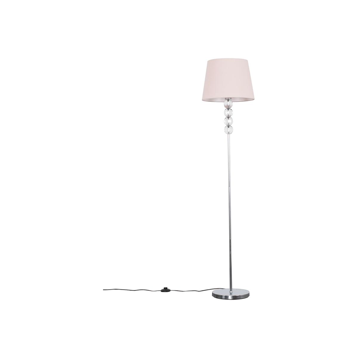 Modern Silver Chrome And Clear Acrylic Ball Floor Lamp With Pink Shade - Silver – image 1