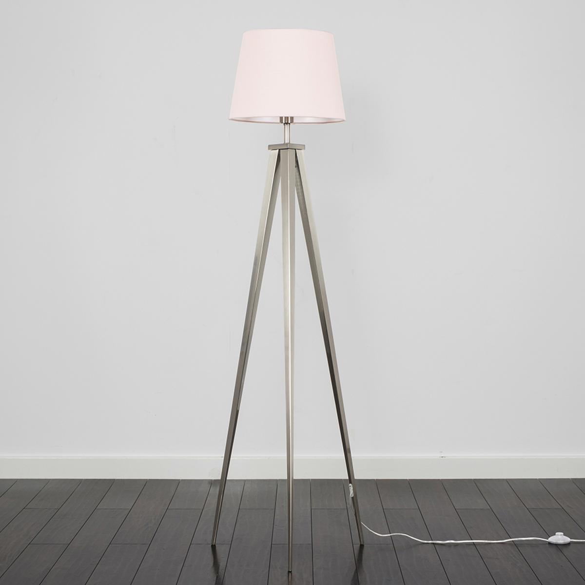 Nero Silver Floor Lamp With Large Tapered Pink Shade - Silver – image 2