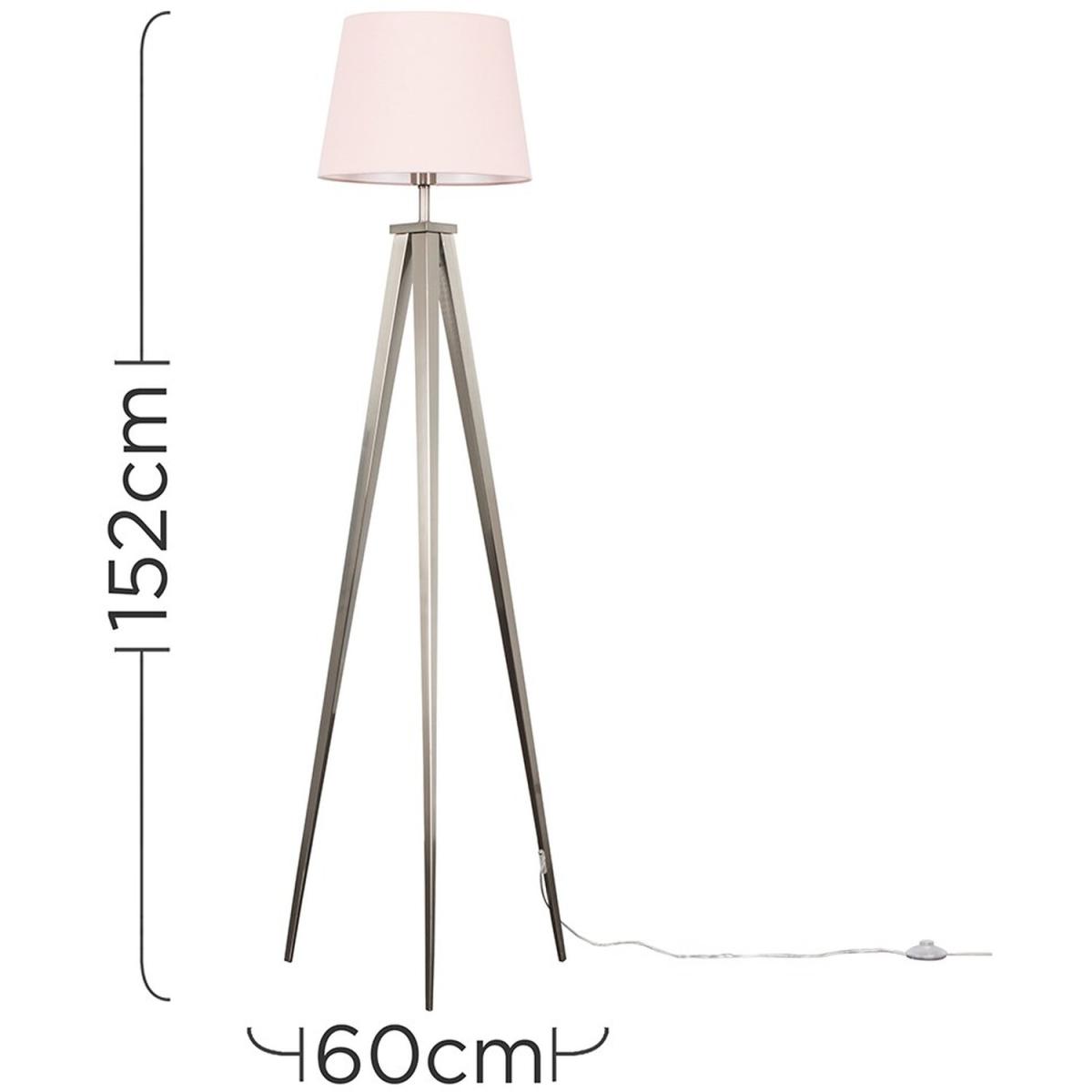 Nero Silver Floor Lamp With Large Tapered Pink Shade - Silver – image 4