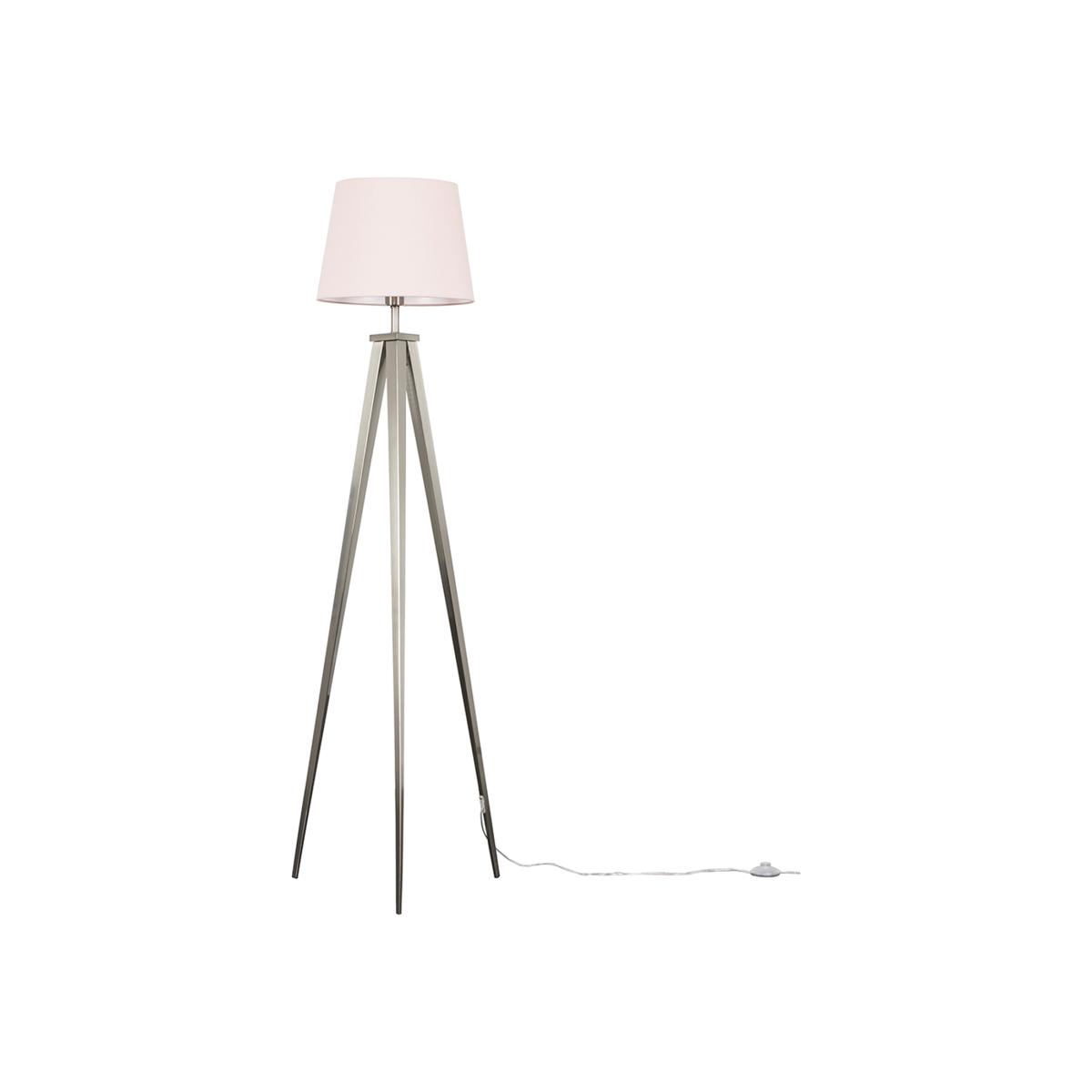 Nero Silver Floor Lamp With Large Tapered Pink Shade - Silver – image 1
