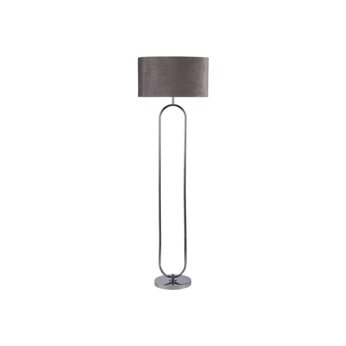 Oblong Floor Lamp with Grey Shade - Silver – image 1