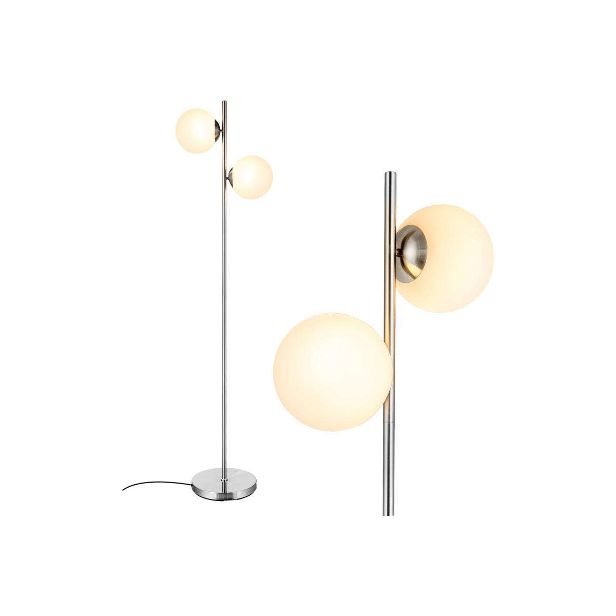 2 Head Frosted Glass Globe Corner Pole Lamp - Silver – image 1