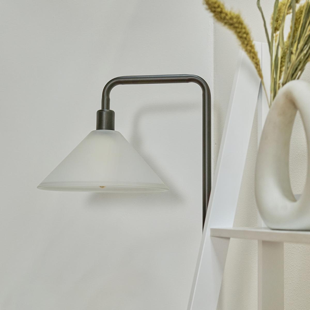Black Chrome Metal And White Marble Base Floor Lamp With Frosted Glass Shade - Silver – image 2