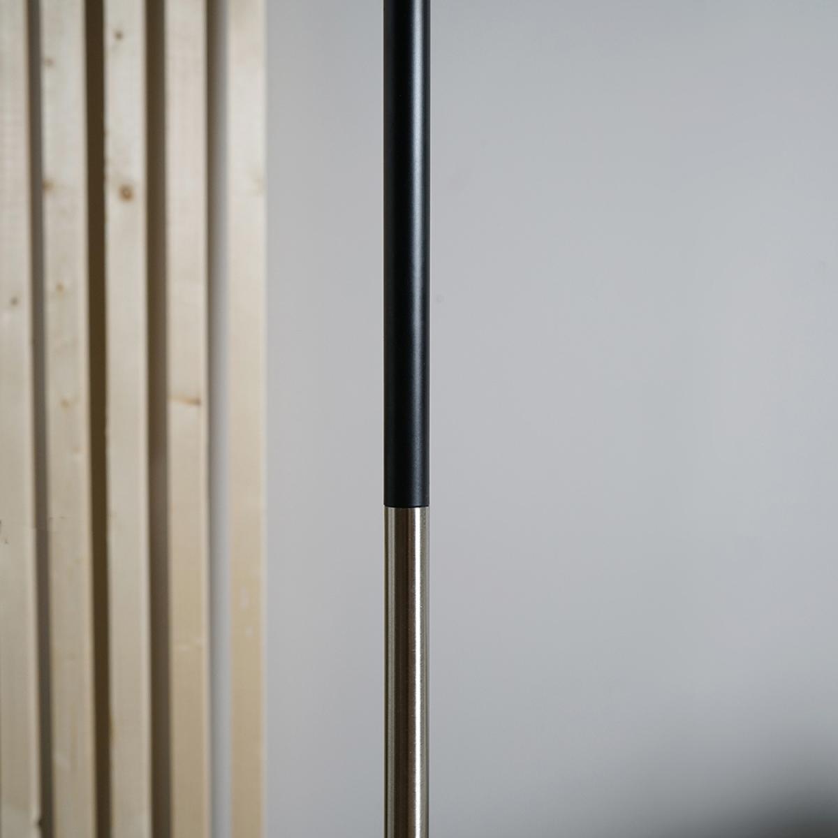 Black Chrome Metal And White Marble Base Floor Lamp With Frosted Glass Shade - Silver – image 3