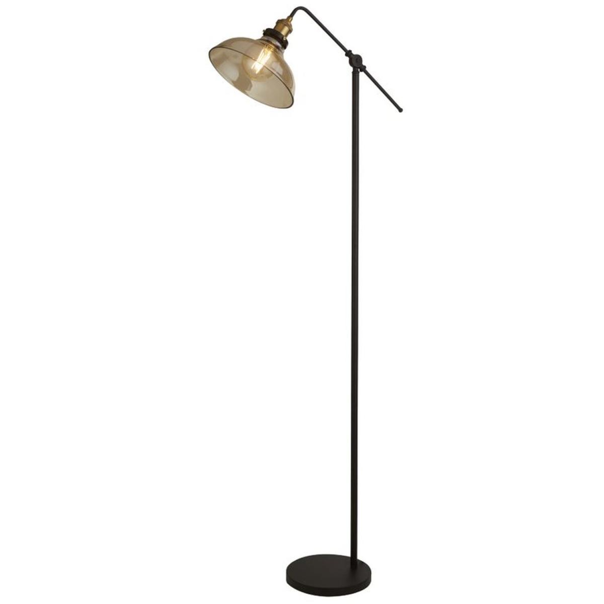 Amber and brass floor lamp - Black – image 2