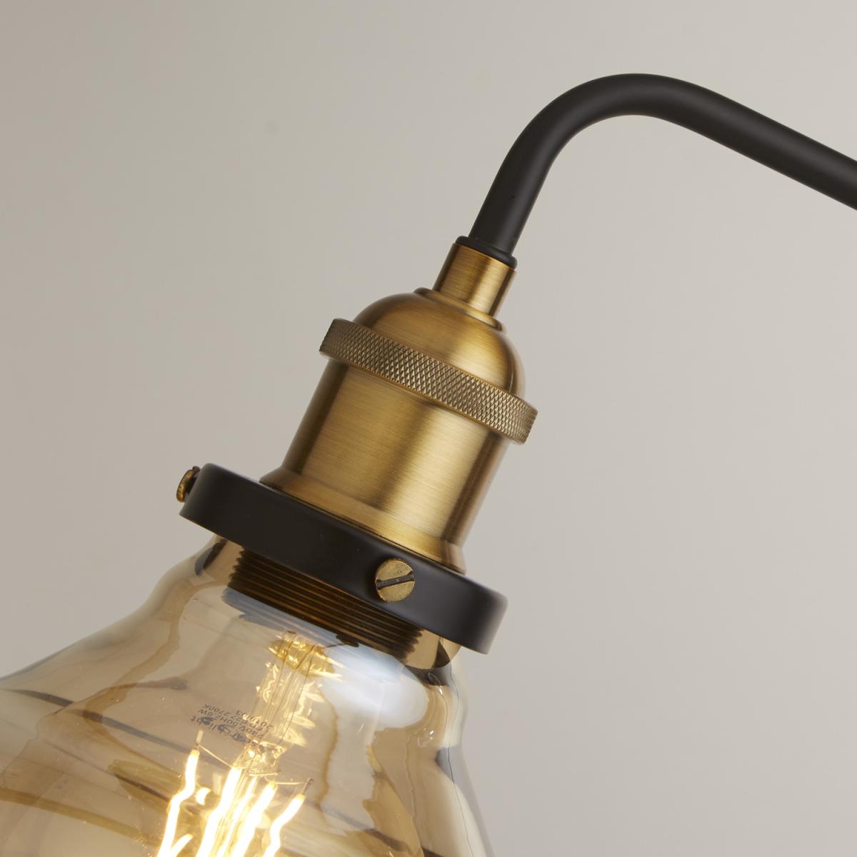 Amber and brass floor lamp - Black – image 3