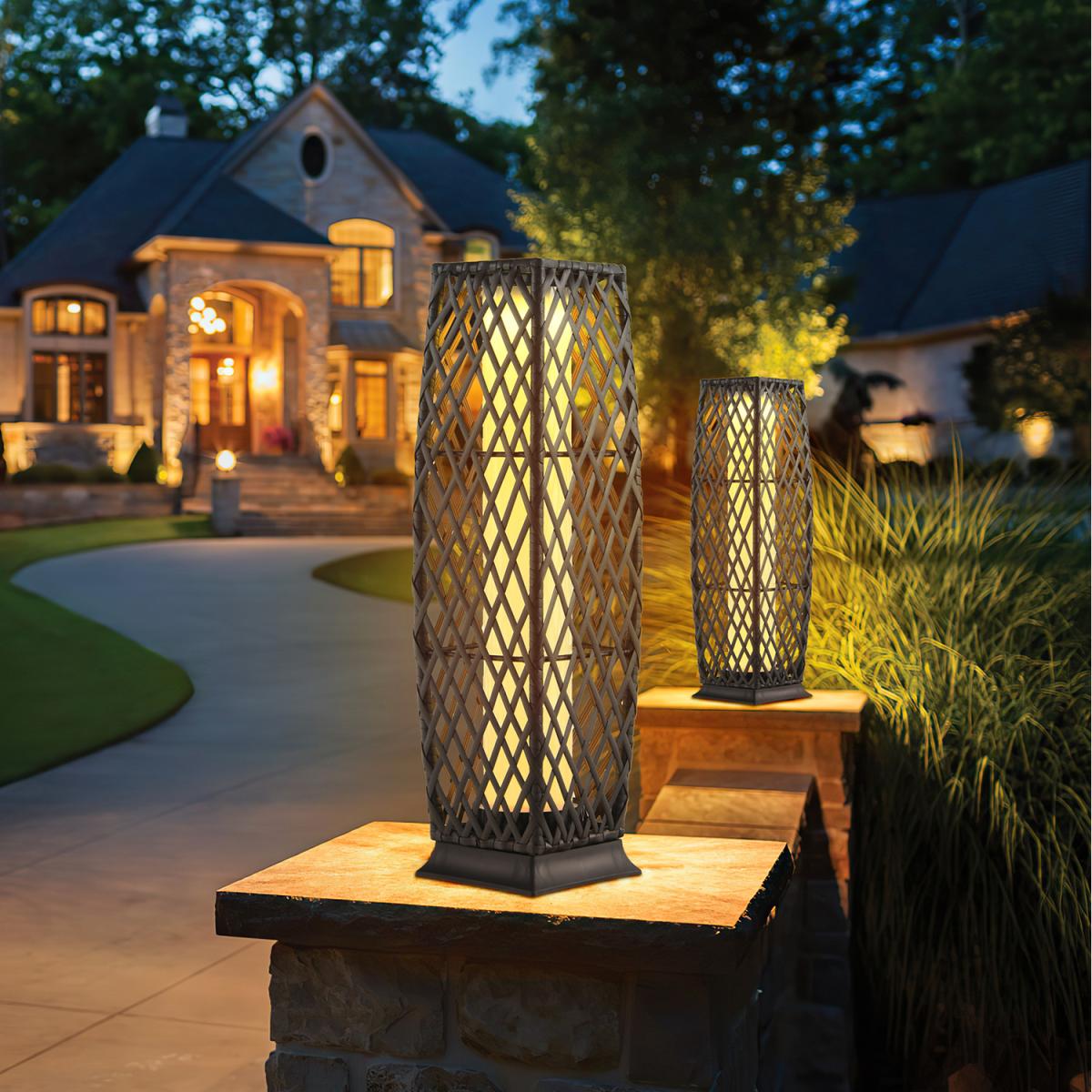Costway IP65 2-Piece Outdoor Solar-Powered Floor Lamps - Brown – image 2