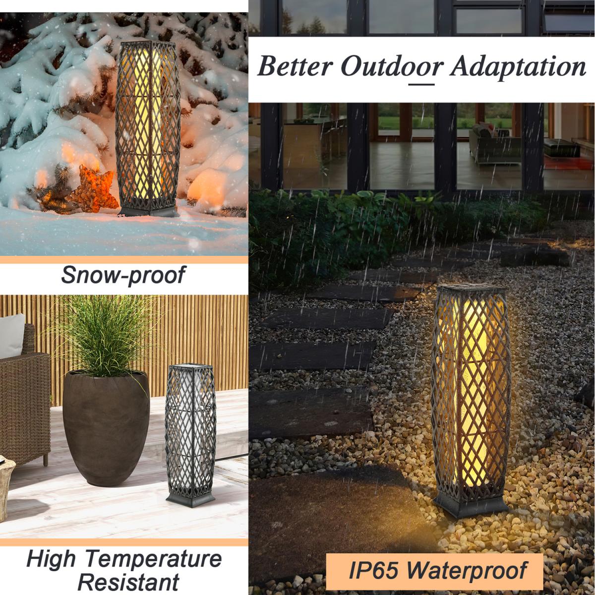 Costway IP65 2-Piece Outdoor Solar-Powered Floor Lamps - Brown – image 4