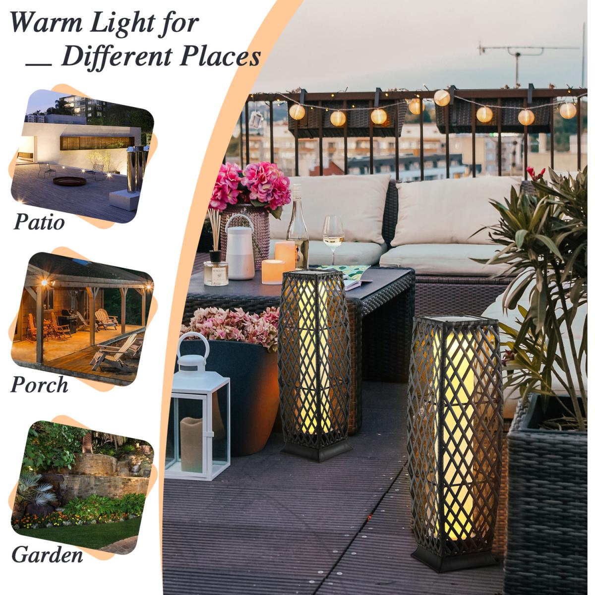 Costway IP65 2-Piece Outdoor Solar-Powered Floor Lamps - Brown – image 6