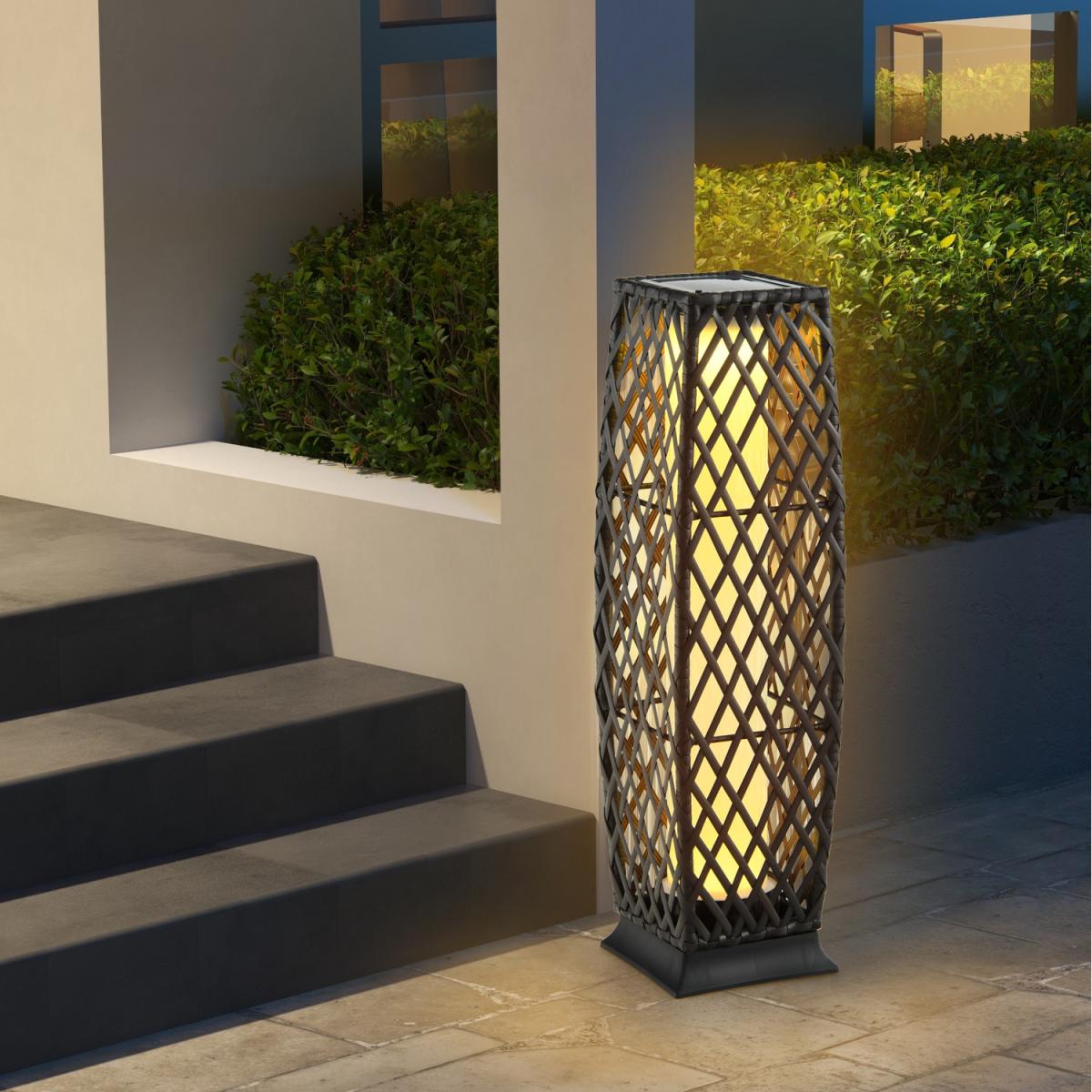 Costway IP65 2-Piece Outdoor Solar-Powered Floor Lamps - Brown – image 8