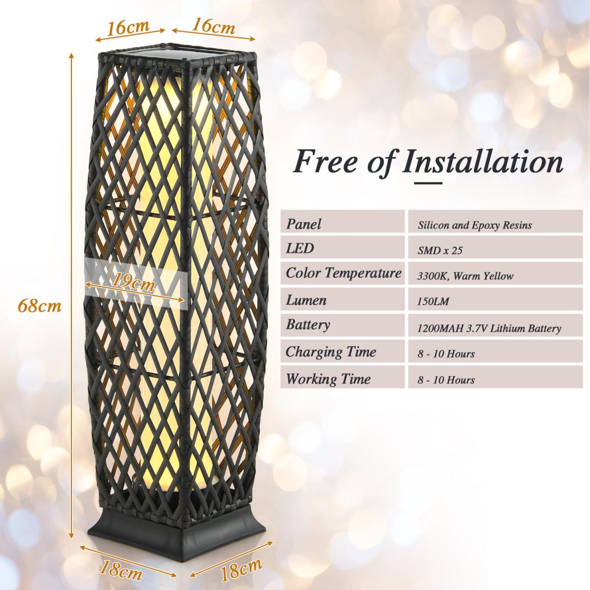 Costway IP65 2-Piece Outdoor Solar-Powered Floor Lamps - Brown – image 9